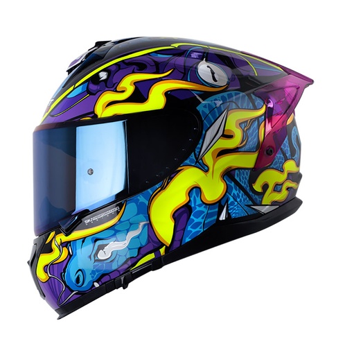 CASCO INTEGRAL SHAFT SHPRO610 EVO DOBLE VISOR THE REPTULEX NEGRO MORADO-INCLUYE PINLOCK