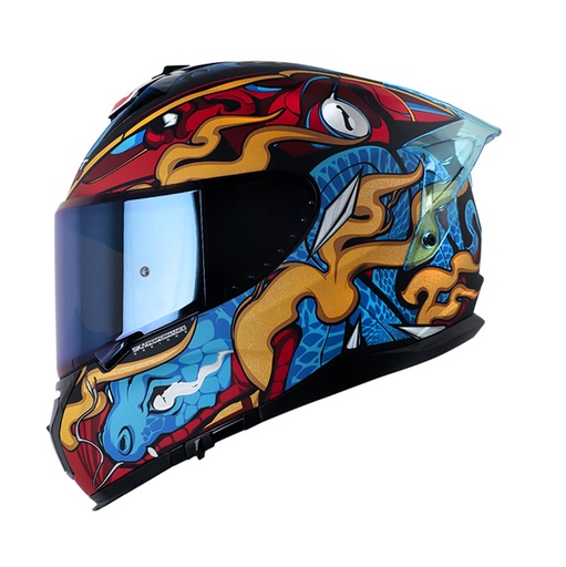 CASCO INTEGRAL SHAFT SHPRO610 EVO DOBLE VISOR THE REPTULEX NEGRO ROJO-INCLUYE PINLOCK