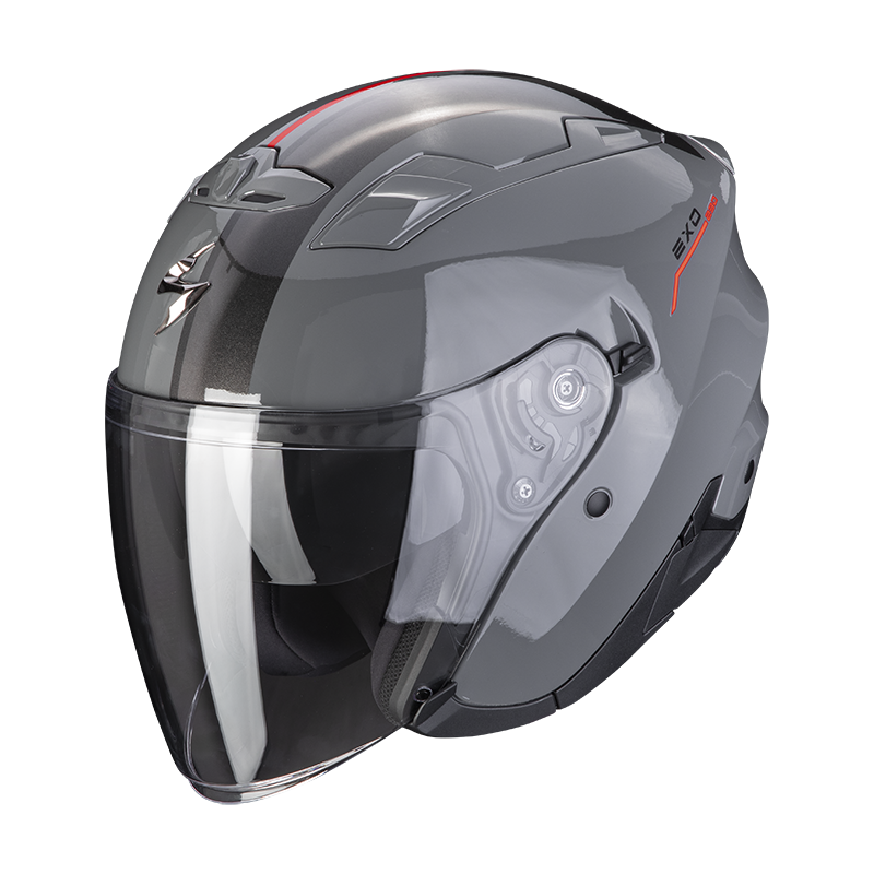 CASCO ABIERTO SCORPION EXO-230 SR GRIS ROJO BRILLO