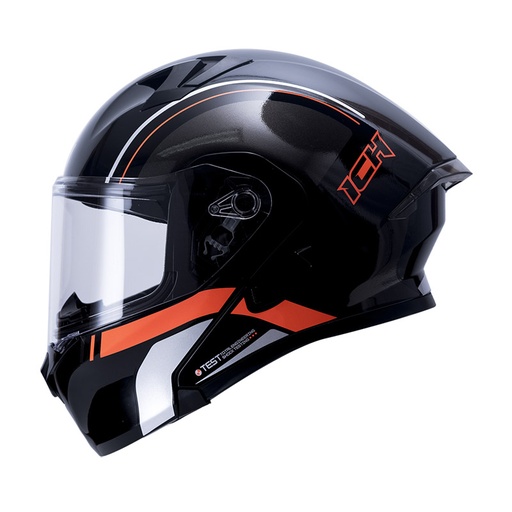 CASCO ABATIBLE ICH 3120 DOBLE VISOR CLEAR NEGRO NARANJA BRILLO VISOR TRANSPARENTE