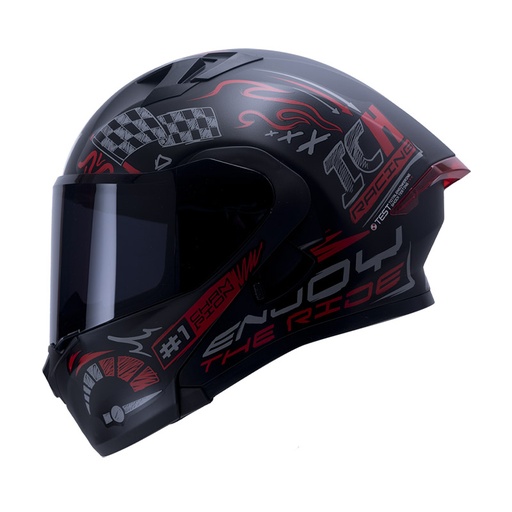 CASCO ABATIBLE ICH 3120 DOBLE VISOR TRACK NEGRO ROJO MATE VISOR NEGRO