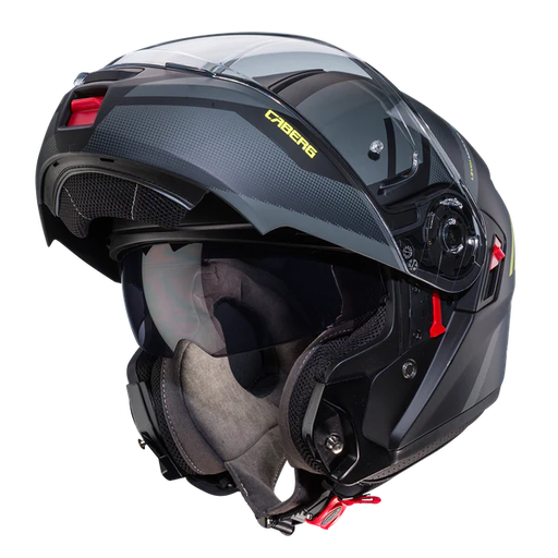 CASCO ABATIBLE CABERG LEVO X MANTA DOBLE VISOR NEGRO ANTRACITA AMARILLO FLUOR MATE