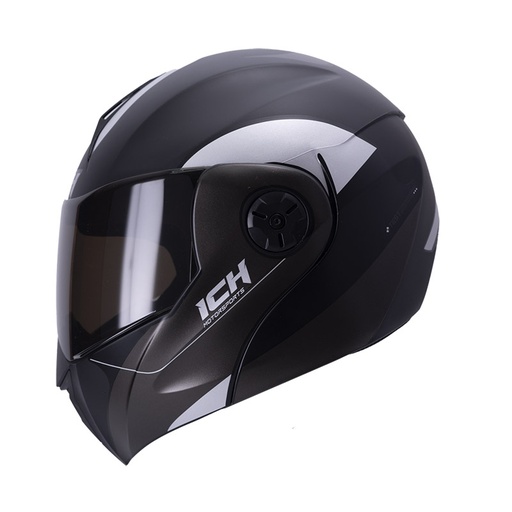 CASCO ABATIBLE ICH 3110DOT DOBLE VISOR ZURIAL NEGRO SILVER MATE