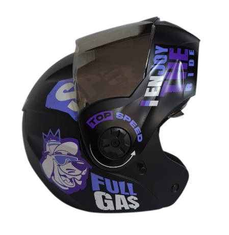 CASCO ABATIBLE ICH 3110 DOBLE VISOR CHILL NEGRO MORADO VISOR SILVER