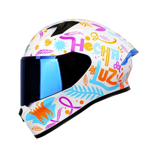 CASCO INTEGRAL ICH 503 ED. ESPECIAL VALENTIA BLANCO NARANJA BRILLO VISOR AZUL