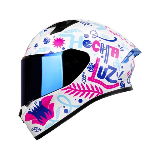 CASCO INTEGRAL ICH 503 ED. ESPECIAL VALENTIA BLANCO AZUL BRILLO VISOR AZUL