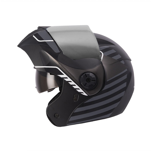 CASCO ABATIBLE ICH 3110 DOBLE VISOR BUZZ NEGRO GRIS CLARO MATE VISOR SILVER