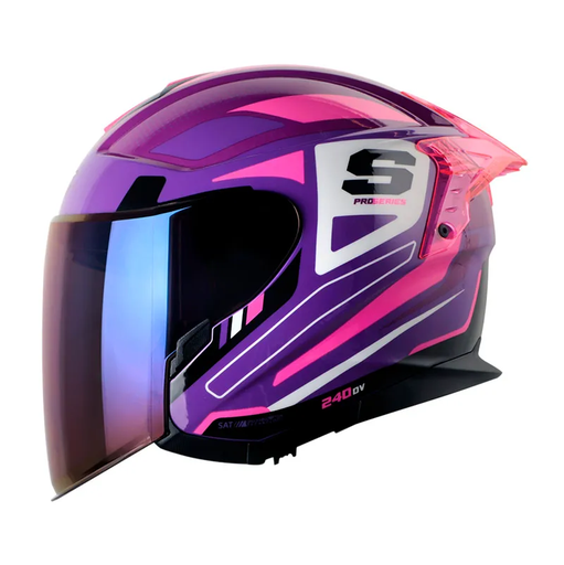 CASCO ABIERTO SHAFT SHPRO240 DOBLE VISOR TRANSVERSE MORADO FUCSIA BRILLO