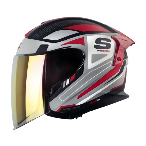 CASCO ABIERTO SHAFT SHPRO240 DOBLE VISOR TRANSVERSE GRIS ROJO MATE