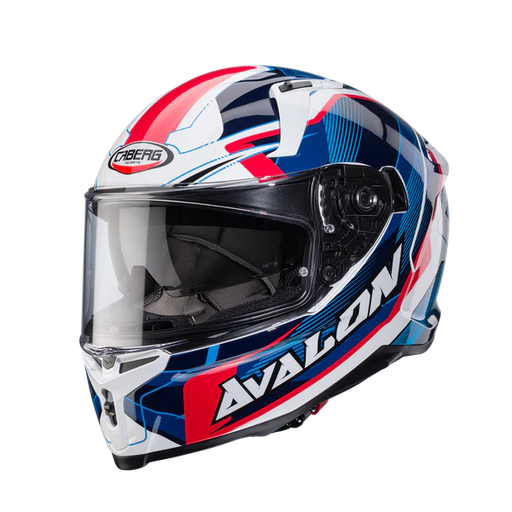 CASCO INTEGRAL CABERG AVALON X OPTIC DOBLE VISOR BLANCO AZUL ROJO 