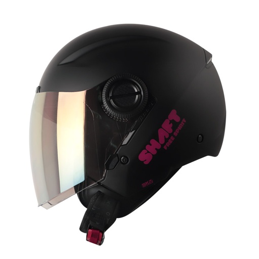 CASCO ABIERTO SHAFT 212 SOLID NEGRO FUCSIA MATE VISOR IRIDIUM FUCSIA