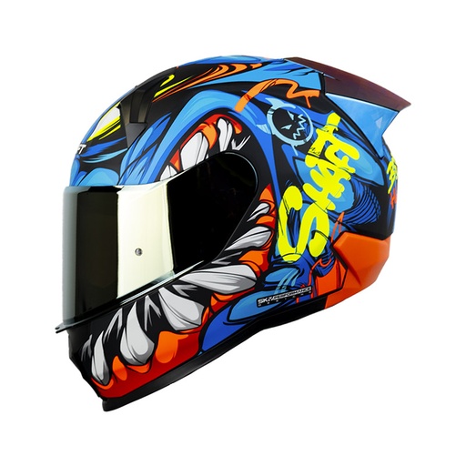 CASCO INTEGRAL SHAFT SH560 EVO MENFIS AZUL NARANJA MATE