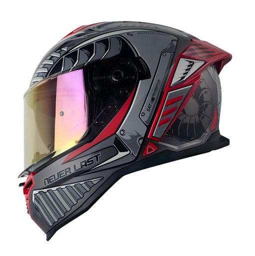 CASCO INTEGRAL SHAFT SH598GTR ROBOFORM GRIS OSCURO GRIS MATE VISOR IRIDIUM ROJO