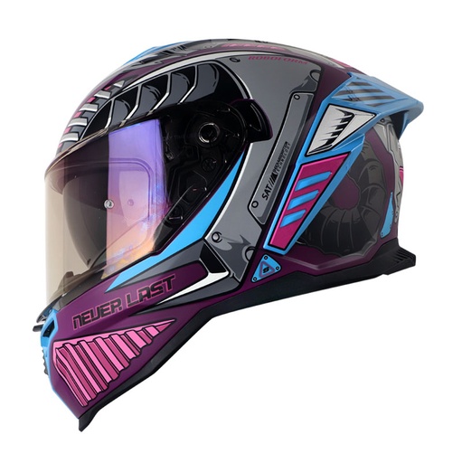 CASCO INTEGRAL SHAFT SH598GTR ROBOFORM MORADO OSCURO FUCSIA MATE VISOR IRIDIUM