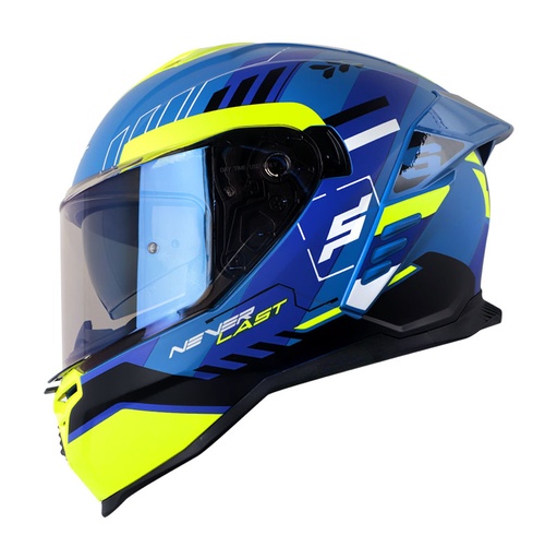 CASCO INTEGRAL SHAFT SH598GTR TRACER AZUL AMARILLO MATE VISOR IRIDIUM AZUL