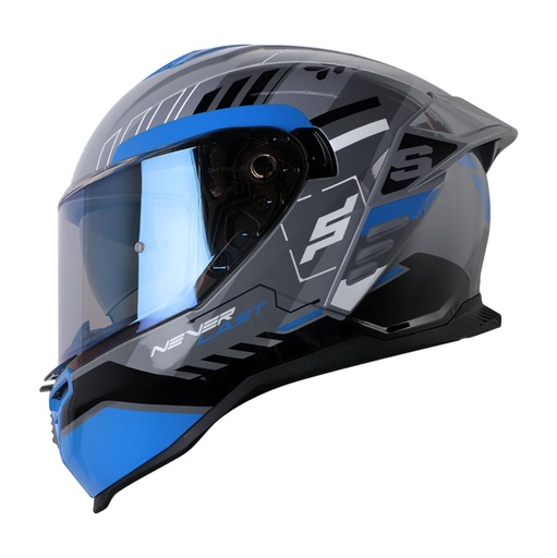 CASCO INTEGRAL SHAFT SH598GTR TRACER GRIS AZUL BRILLO VISOR IRIDIUM AZUL