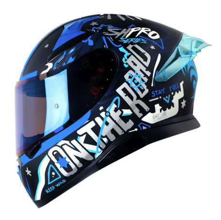 CASCO INTEGRAL SHAFT SHPRO612 DOBLE VISOR FUNNY NEGRO AZUL MATE