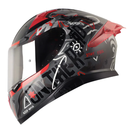 CASCO INTEGRAL SHAFT SHPRO612 DOBLE VISOR FUNNY GRIS OSCURO ROJO BRILLO