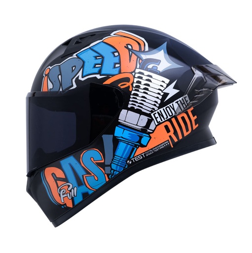 CASCO INTEGRAL ICH 503 MAGIC NEGRO NARANJA MATE VISOR NEGRO