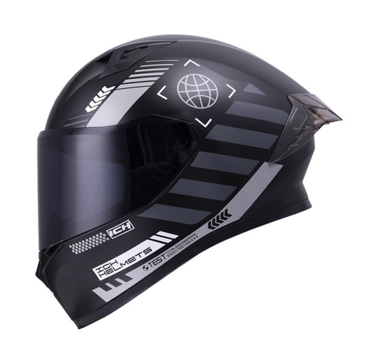 CASCO INTEGRAL ICH 503 CYBERPUNK NEGRO GRIS MATE VISOR NEGRO