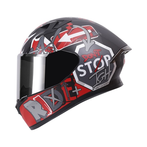 CASCO INTEGRAL ICH 503 ED. ESPECIAL NO RULES NEGRO ROJO MATE VISOR SILVER