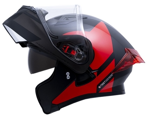 CASCO ABATIBLE ICH 3120 DOBLE VISOR ZORTH NEGRO ROJO MATE VISOR TRANSPARENTE