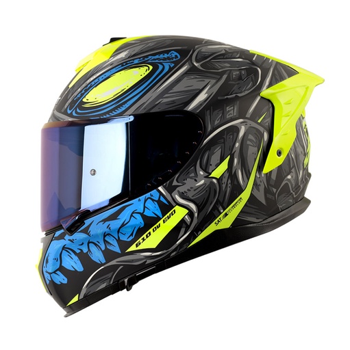 CASCO INTEGRAL SHAFT SHPRO610 EVO DOBLE VISOR SCORCH GRIS AZUL MATE