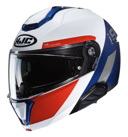 CASCO ABATIBLE HJC I91 DOBLE VISOR BINA MC21 AZUL ROJO BRILLO