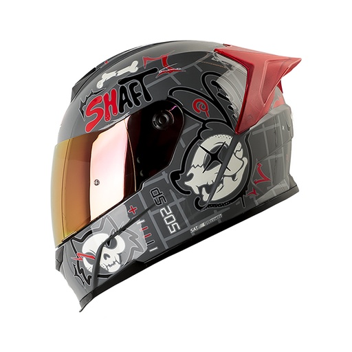 CASCO INTEGRAL SHAFT SH502SP X RAY GRIS NEGRO BRILLO VISOR ROJO