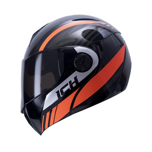 CASCO ABATIBLE ICH 3110DOT DOBLE VISOR BLITZ NEGRO NARANJA BRILLO VISOR NEGRO