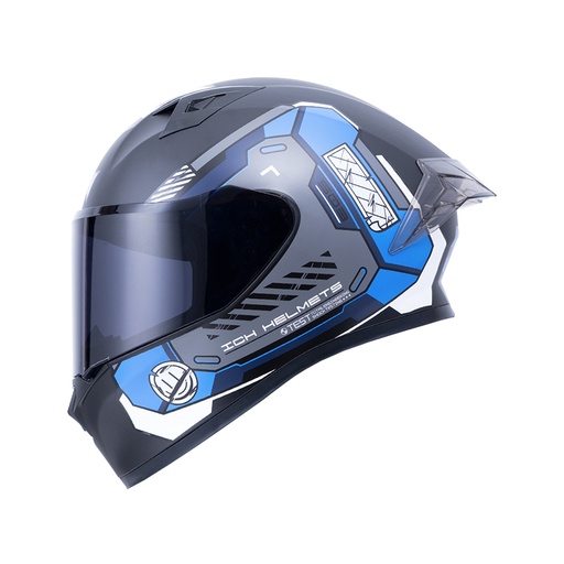 CASCO INTEGRAL ICH 503 X-LOCK NEGRO BLANCO AZUL MATE VISOR NEGRO