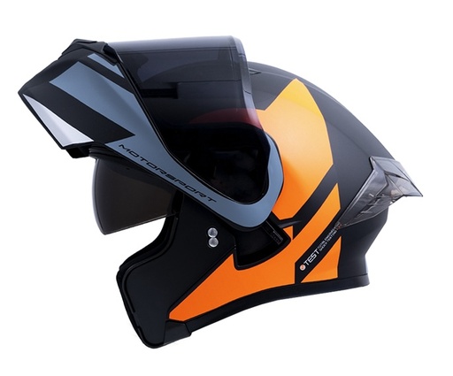 CASCO ABATIBLE ICH 3120 DOBLE VISOR ZORTH NEGRO NARANJA MATE VISOR NEGRO