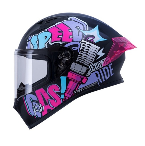 CASCO INTEGRAL ICH 503 MAGIC NEGRO LILA BRILLO VISOR TRANSPARENTE