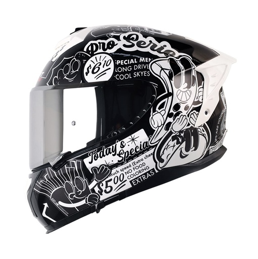CASCO INTEGRAL SHAFT SHPRO610 EVO DOBLE VISOR FAST FOOD NEGRO NEGRO BRILLO VISOR SILVER