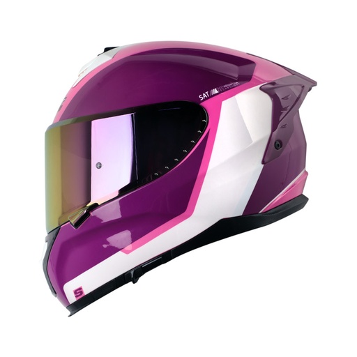 CASCO INTEGRAL SHAFT SHPRO610 EVO DOBLE VISOR LOCK BLANCO MORADO BRILLO VISOR IRIDIUM MORADO