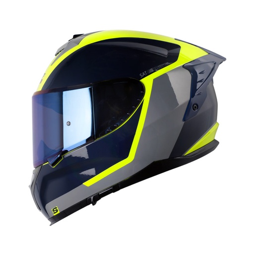 CASCO INTEGRAL SHAFT SHPRO610 EVO DOBLE VISOR LOCK GRIS AZUL NAVY BRILLO VISOR AZUL 