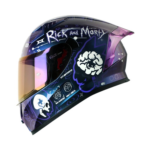 CASCO INTEGRAL SHAFT SH526SP EVO RICKVIVAL CAMALEON MORADO BRILLO SPOILER Y VISOR MORADO