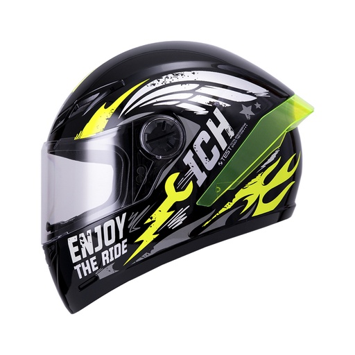 CASCO INTEGRAL ICH 501SP CRANK NEGRO AMARILLO NEON BRILLO VISOR TRANSPARENTE