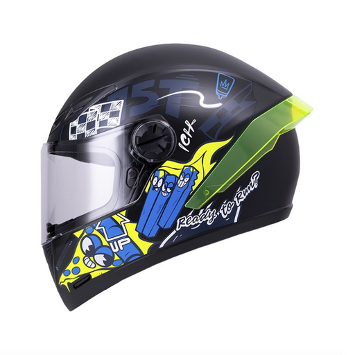 CASCO INTEGRAL ICH 501SP F.FOOD NEGRO AZUL NAVY BRILLO VISOR TRANSPARENTE
