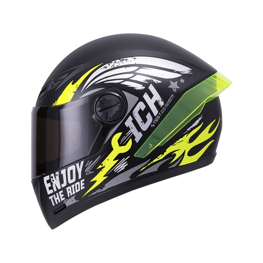 CASCO INTEGRAL ICH 501SP CRANK NEGRO AMARILLO NEON MATE VISOR NEGRO