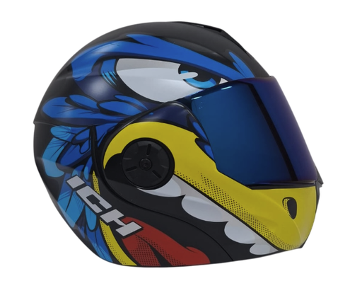 CASCO ABATIBLE ICH 3110DOT DOBLE VISOR RAPAZ NEGRO AZUL MATE VISOR AZUL