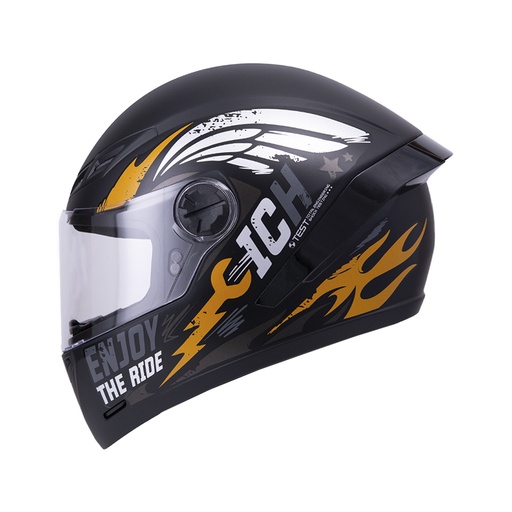 CASCO INTEGRAL ICH 501SP CRANK NEGRO DORADO MATE VISOR TRANSPARENTE