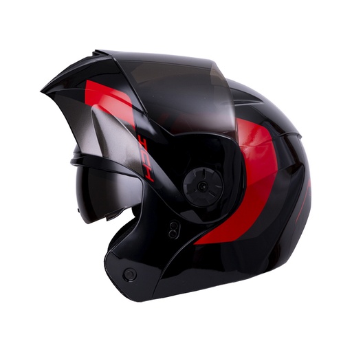 CASCO ABATIBLE ICH 3110DOT DOBLE VISOR LOKHET NEGRO ROJO BRILLO VISOR NEGRO