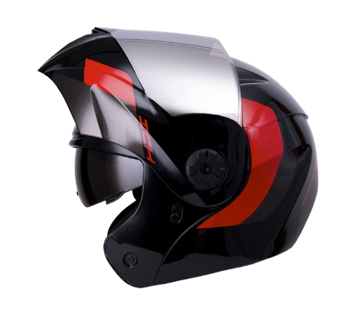 CASCO ABATIBLE ICH 3110DOT DOBLE VISOR LOKHET NEGRO ROJO MATE VISOR SILVER