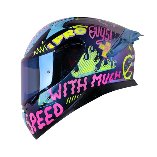 CASCO INTEGRAL SHAFT SHPRO612 EVO DOBLE VISOR NOMO CAMALEON FUCSIA BRILLO VISOR AZUL