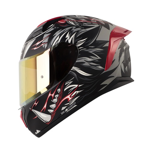 CASCO INTEGRAL SHAFT SH582SP EVO TIGERFACE NEGRO GRIS MATE VISOR DORADO