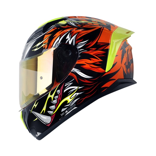 CASCO INTEGRAL SHAFT SH582SP EVO TIGERFACE NEGRO NARANJA BRILLO VISOR DORADO