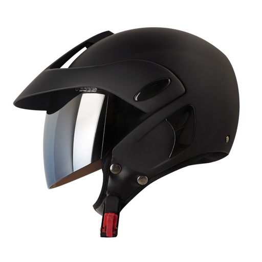 CASCO ABIERTO ICH 205 SOLID NEGRO SILVER MATE VISOR AZUL