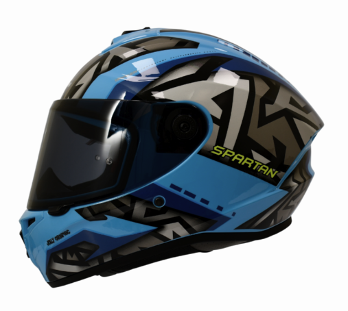 CASCO INTEGRAL SPARTAN DRAKEN S JOLLY AZUL NEGRO GRIS BRILLO