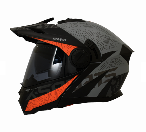 CASCO MULTIPROPOSITO ABATIBLE XSPORTS 165 GIRARD GRIS NARANJA MATE
